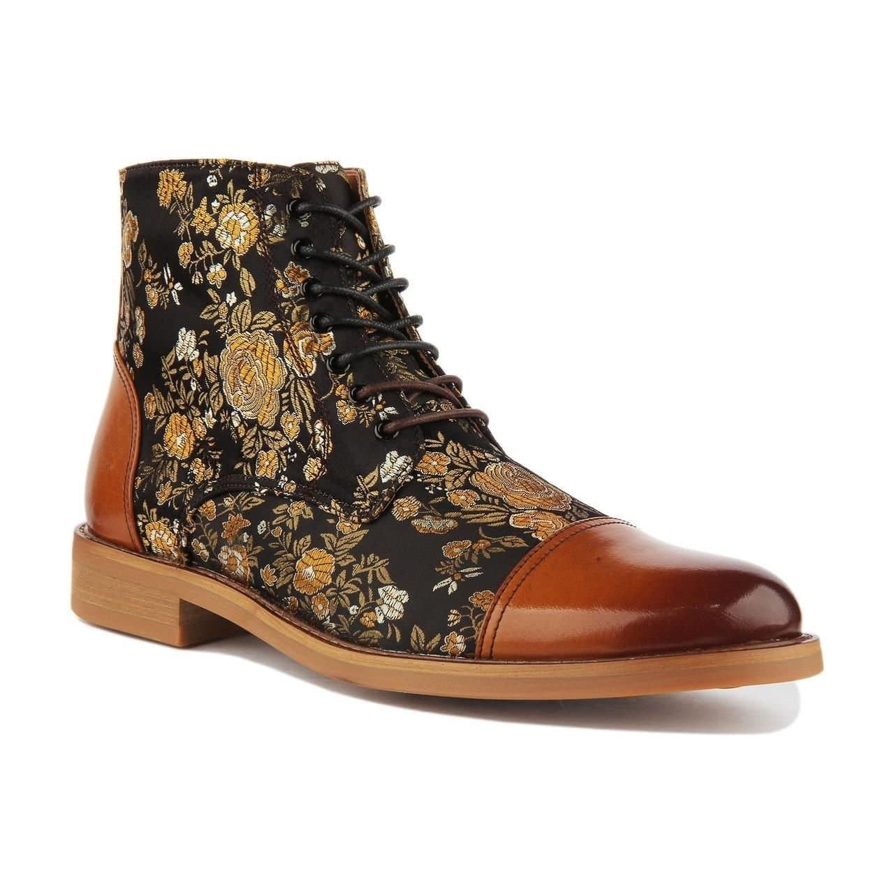 JUSTINREESS ENGLAND JUSTINREESS ENGLAND Brown Floral Leather Ankle Boots
