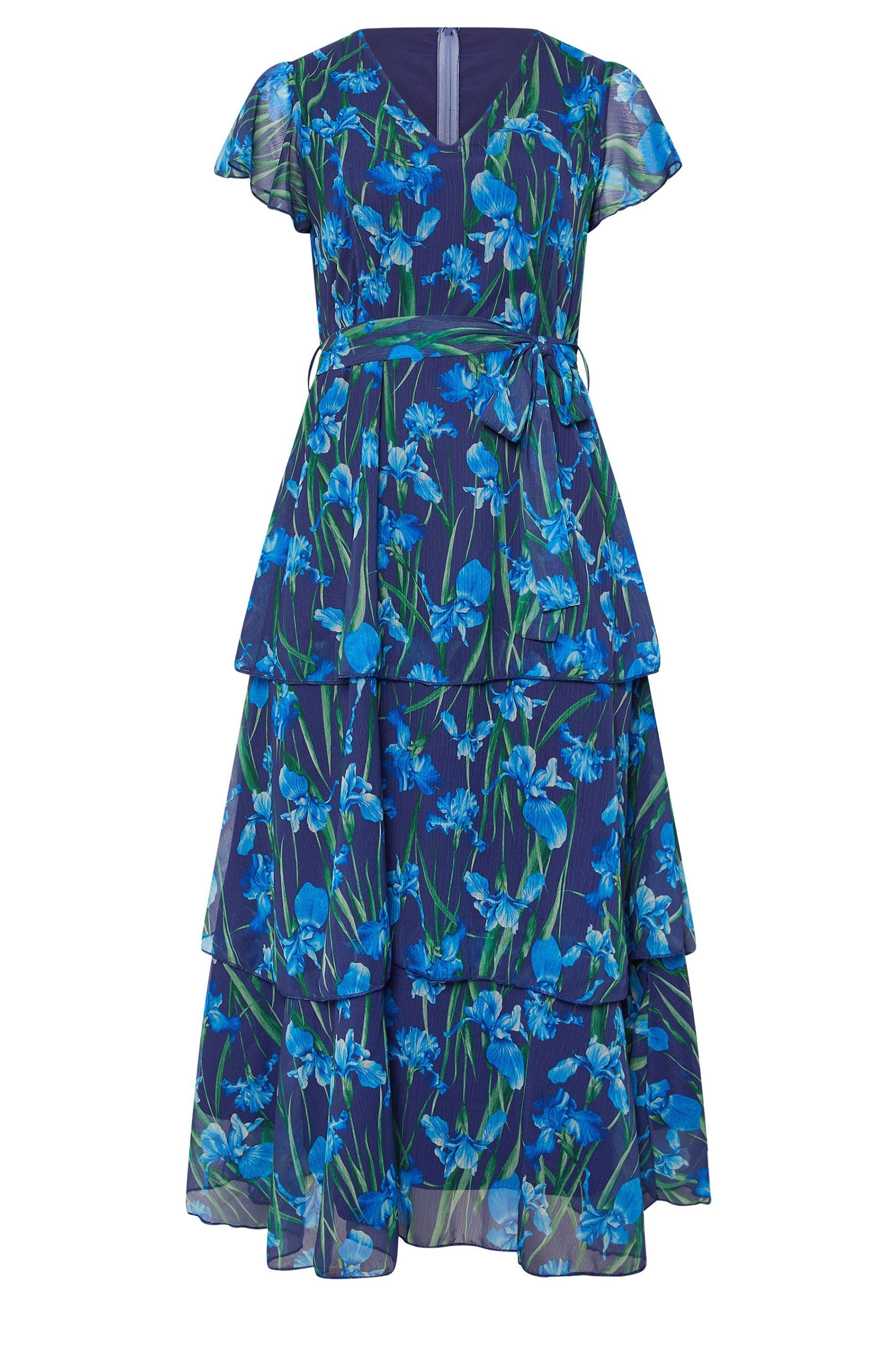 Yours Yours Women's Floral Tiered Maxi Dress in Mid Navy - 2