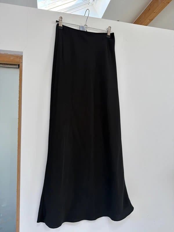 ASOS Black satin midi skirt