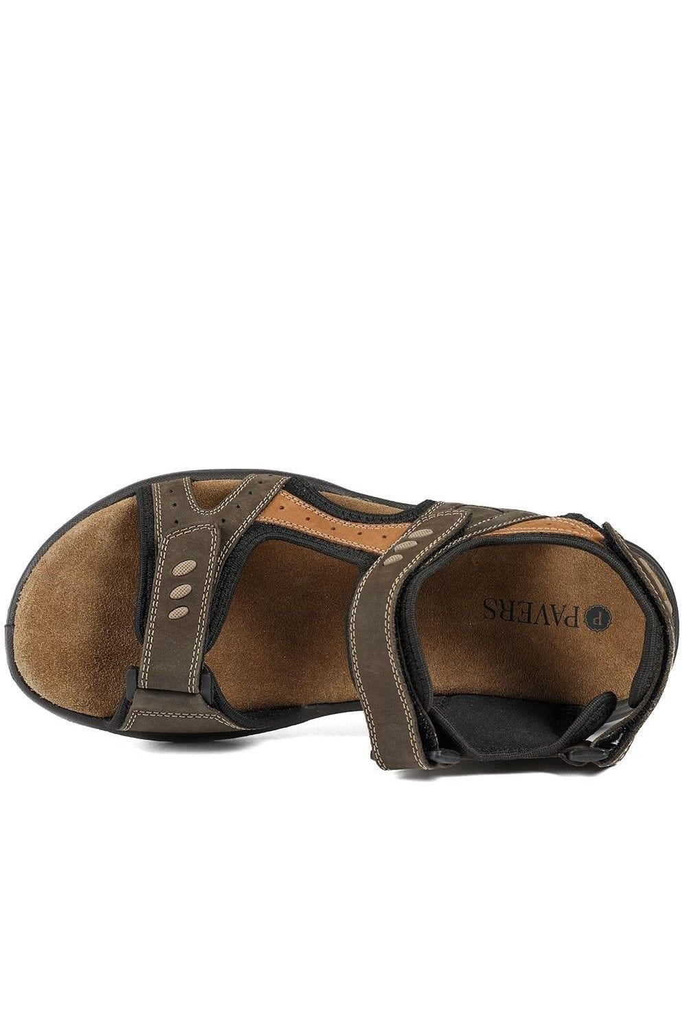 Pavers Pavers Men's Dual Fasten Comfort Sandals in Brown - 4