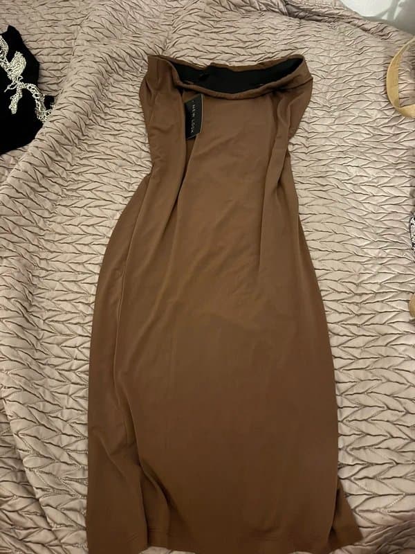 New Look Brown midi skirt ruched bum brand new with tags