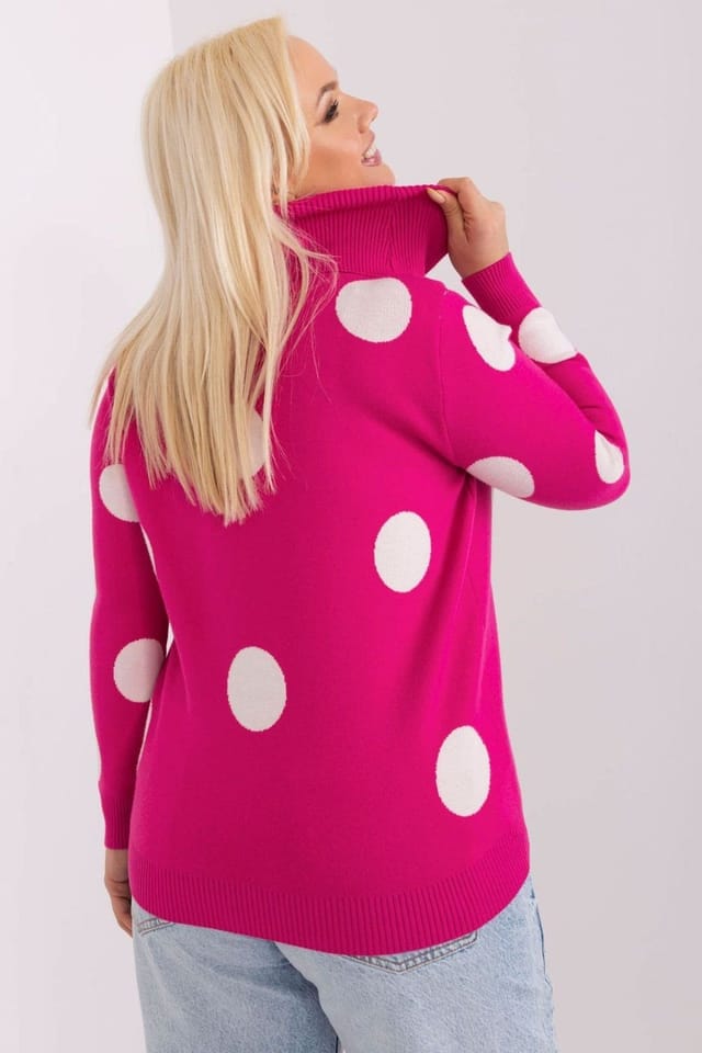 Love Lace Love Lace Women's Plus Size Turtleneck Sweater with Pea Detail in Pink - 3