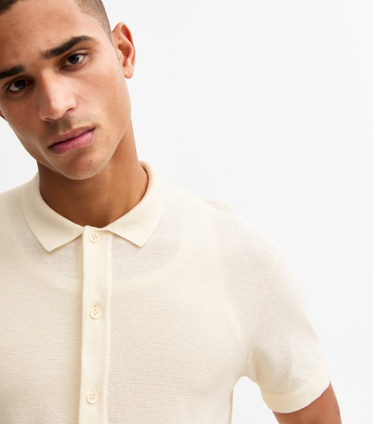 jack & jones Men's White Regular Knitted Polo Shirt Jack & Jones New Look - 2