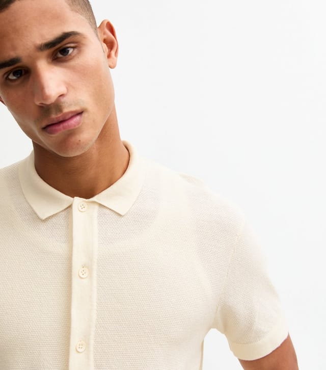 jack & jones Men's White Regular Knitted Polo Shirt Jack & Jones New Look - 2