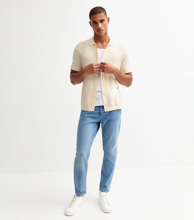 jack & jones Men's White Regular Knitted Polo Shirt Jack & Jones New Look - 3