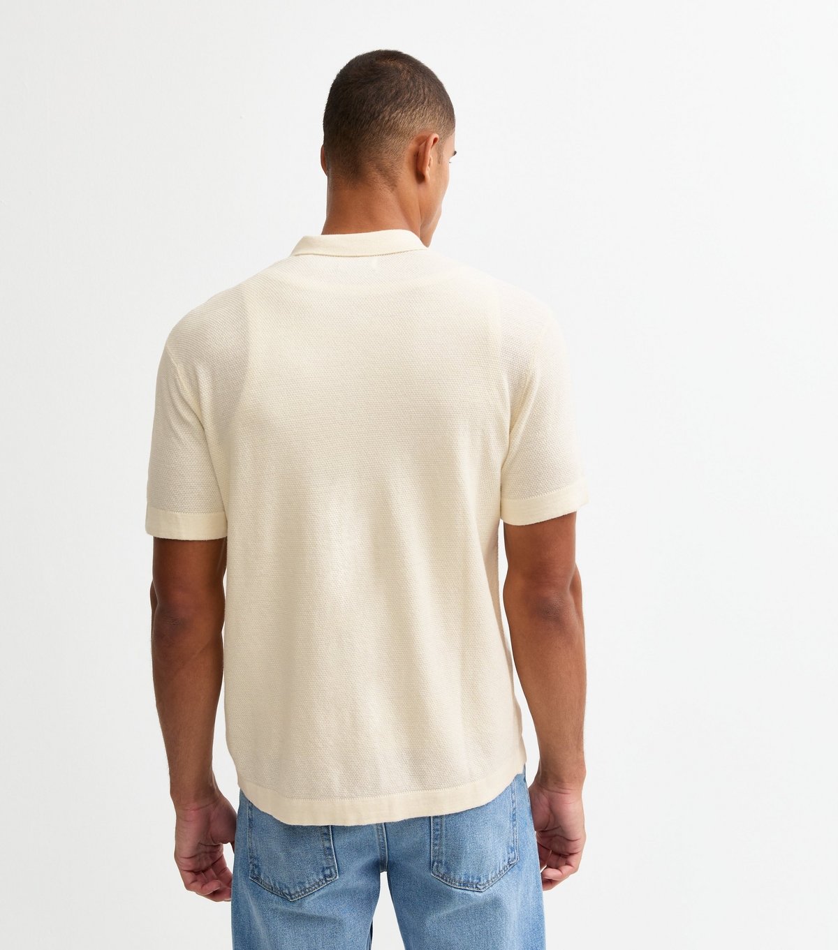 jack & jones Men's White Regular Knitted Polo Shirt Jack & Jones New Look - 4