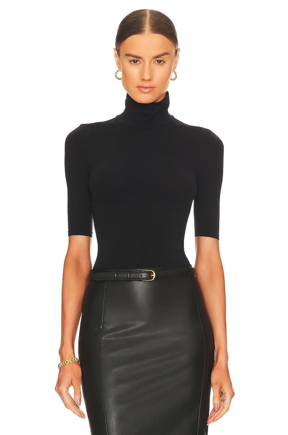 revolve Ballet Shortsleeve Turtleneck Bodysuit