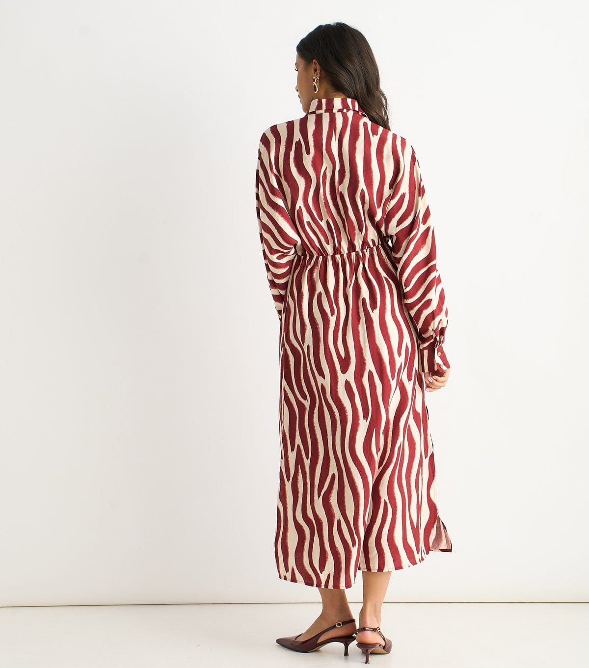 Gini London Women's Burgundy Zebra Print Shirt Dress Gini London New Look - 4