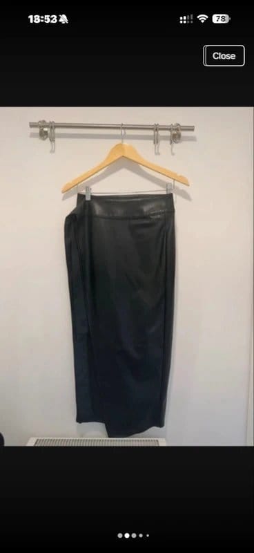 Never Fully Dressed Black Faux Leather Wrap Midi Skirt