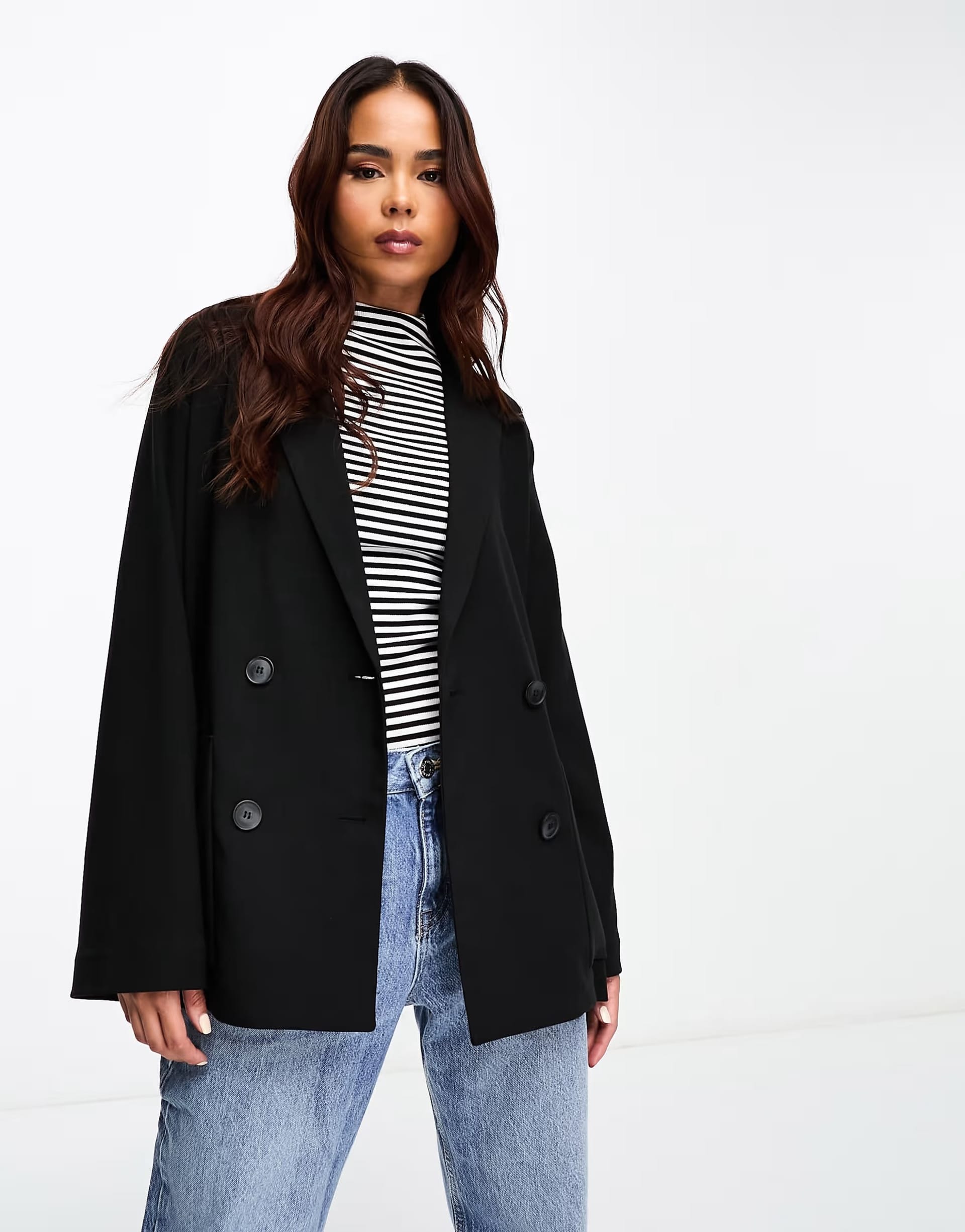 ASOS Monki Black Double-Breasted Blazer