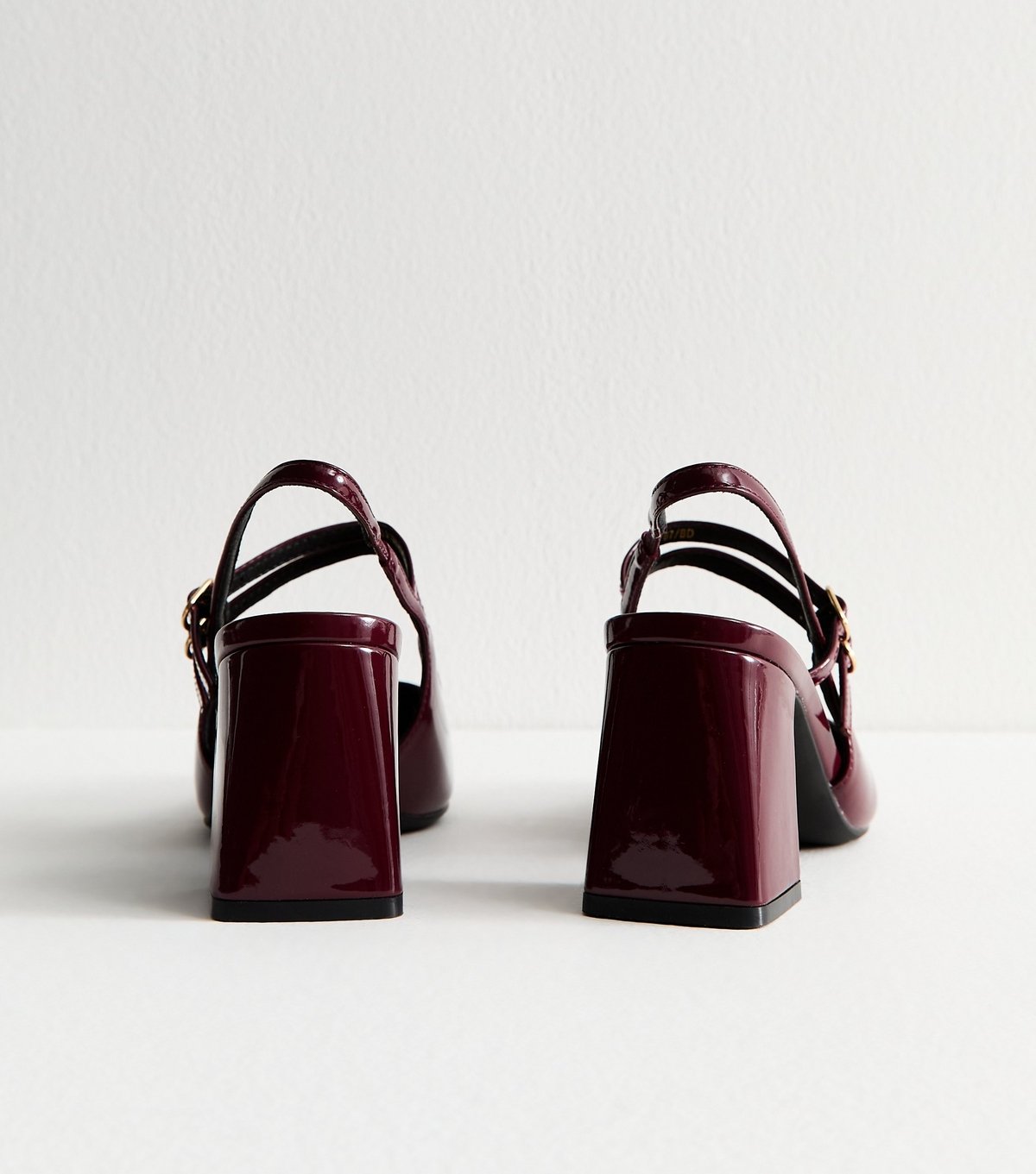 New Look Women's Burgundy Patent Faux Leather Block Heel Mary Jane Shoes Vegan New Look - 4