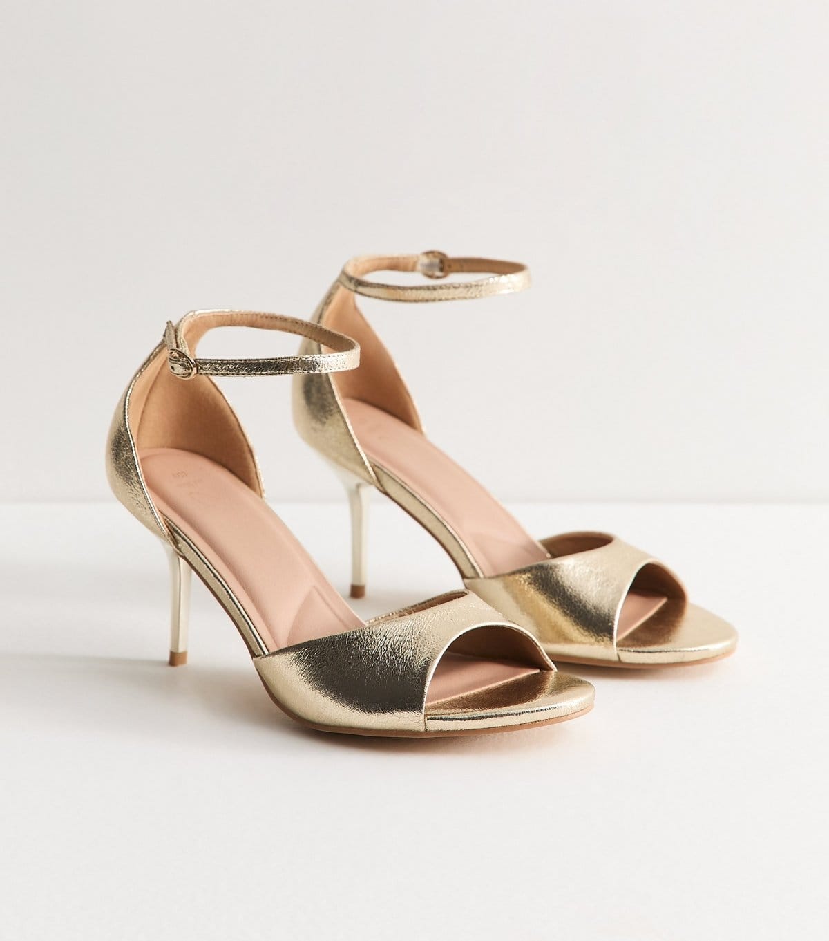 New Look Women's Wide Fit Gold Faux Leather Stiletto Sandals Vegan New Look - 4