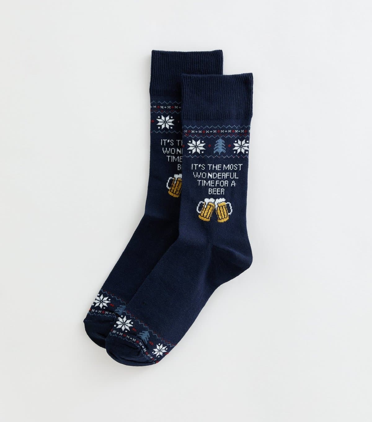 New Look Men's Navy Cotton Rich Christmas It's The Most Wonderful Time For A Beer Ankle Socks New Look