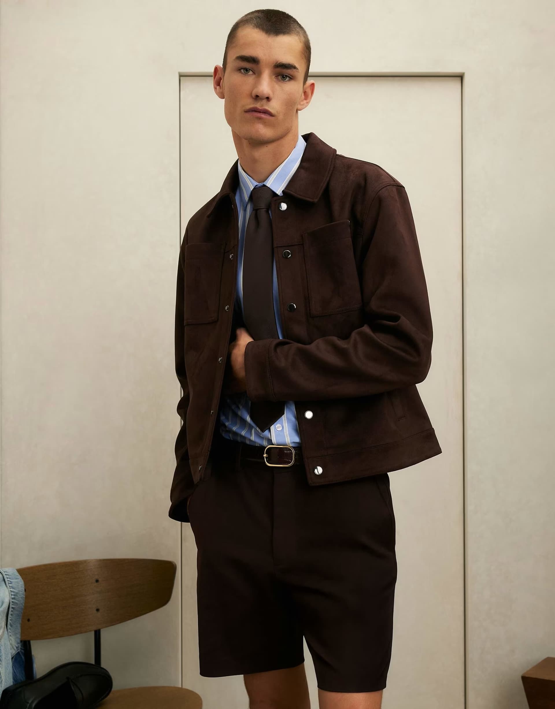 ASOS River Island Faux suede western style jacket in brown