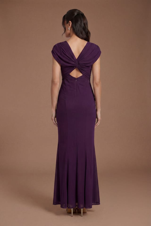 Coast Coast Women's Wrap Front Contour Collective Bridesmaid Dress in Fig - 3