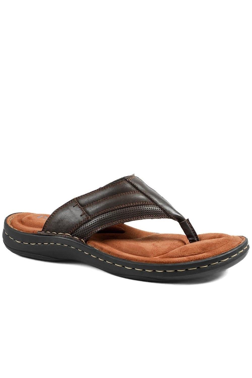 Pavers Pavers Men's Leather Slip On Sandals in Dark Brown