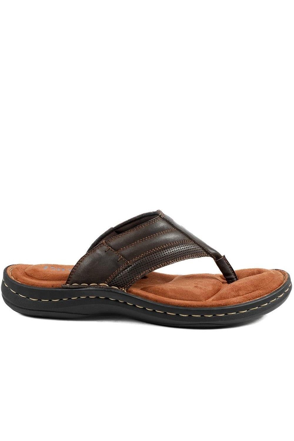 Pavers Pavers Men's Leather Slip On Sandals in Dark Brown - 2