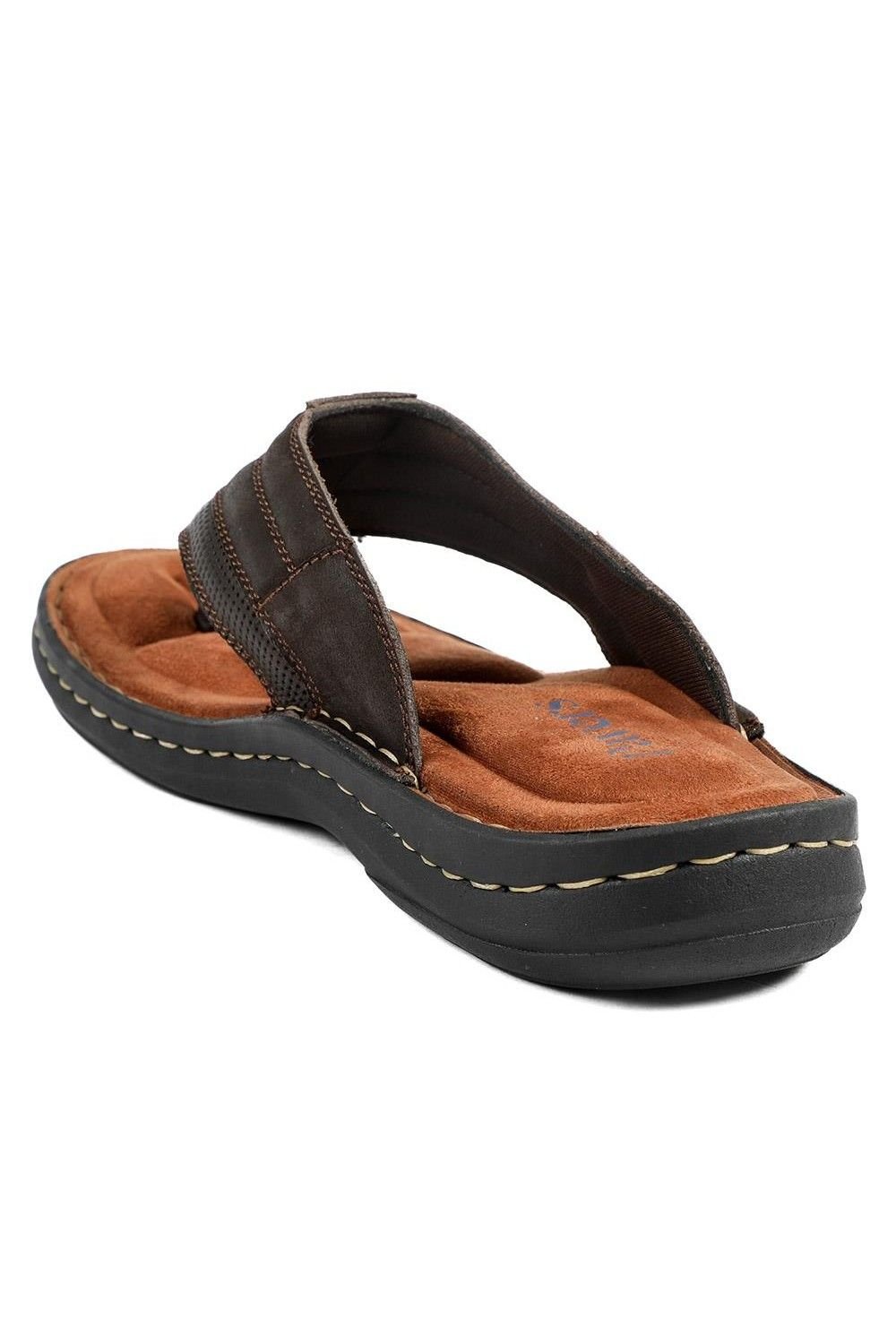 Pavers Pavers Men's Leather Slip On Sandals in Dark Brown - 3