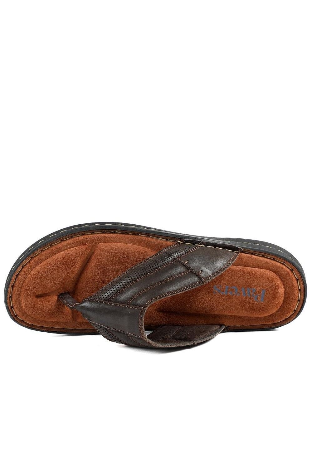 Pavers Pavers Men's Leather Slip On Sandals in Dark Brown - 4