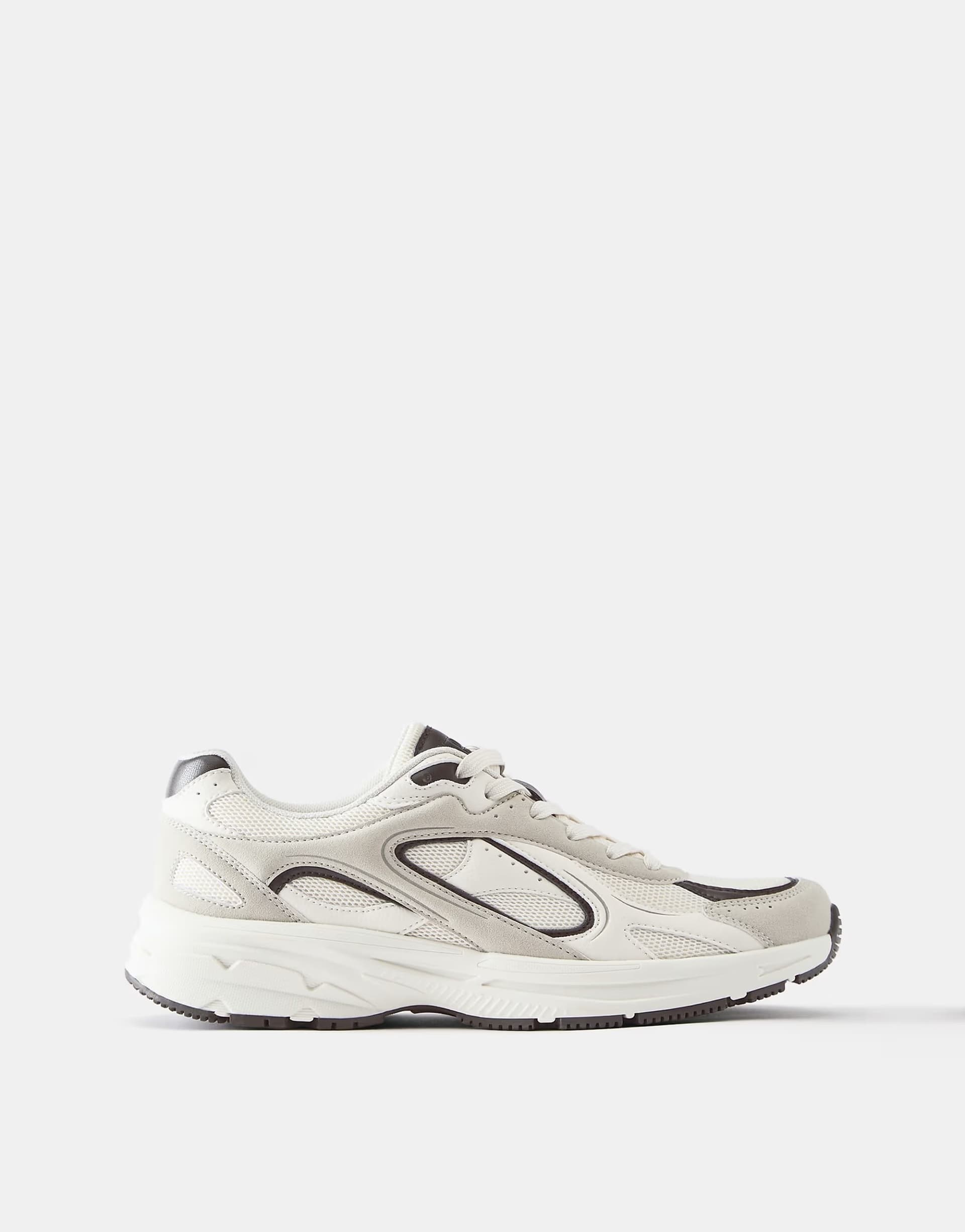 ASOS Pull&Bear Multi-panel trainers in ecru
