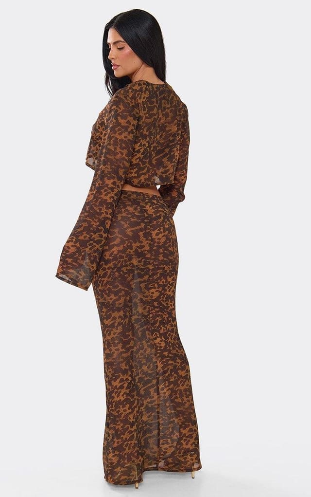 EGO Low Rise Maxi Skirt In Multi Animal Print, Women's Size UK 6 - 2
