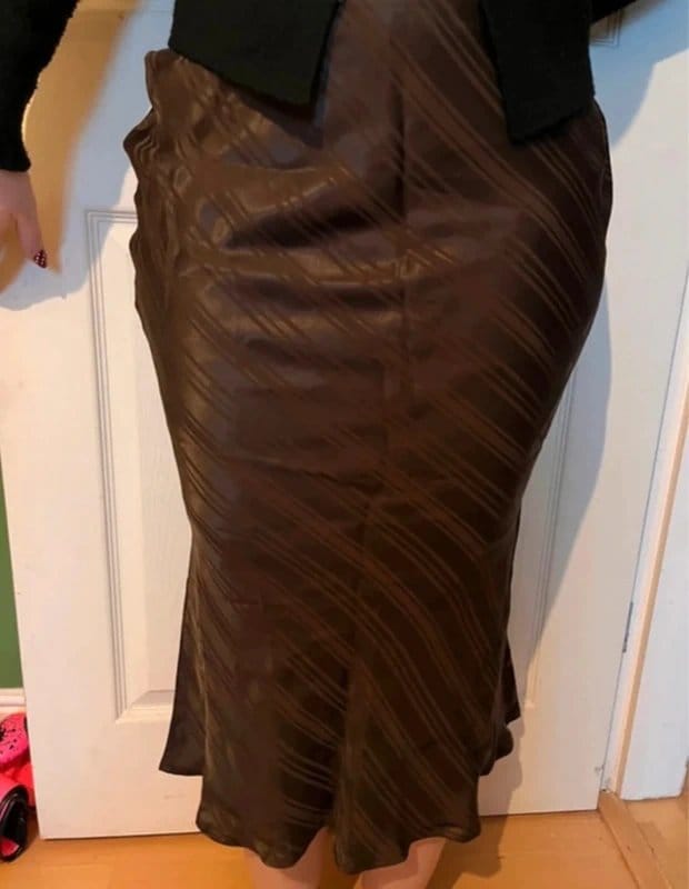 New Look Brown Silk Midi Skirt