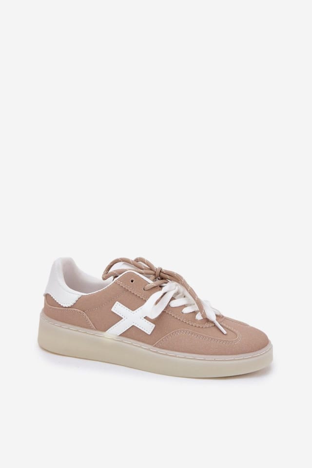 Love Lace Love Lace Women's Sport Shoes Low Cut Suede Comfort Lace Up Rounded Toe Trainers in Beige - 2
