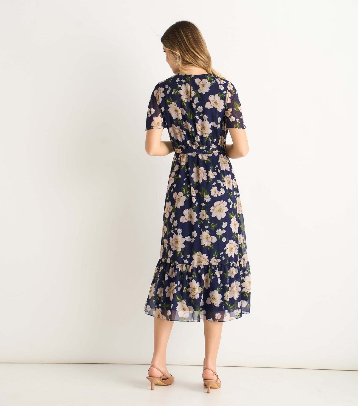 Gini London Women's Navy Fit And Flare Floral Midi Dress Gini London New Look - 4