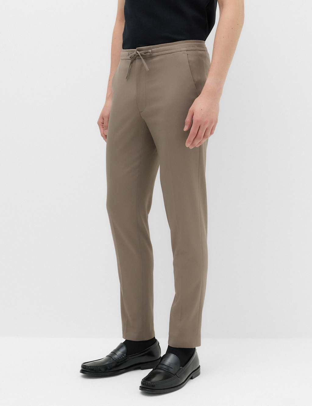 Marks & Spencer M&S Tapered Fit Elasticated Trousers Mocha