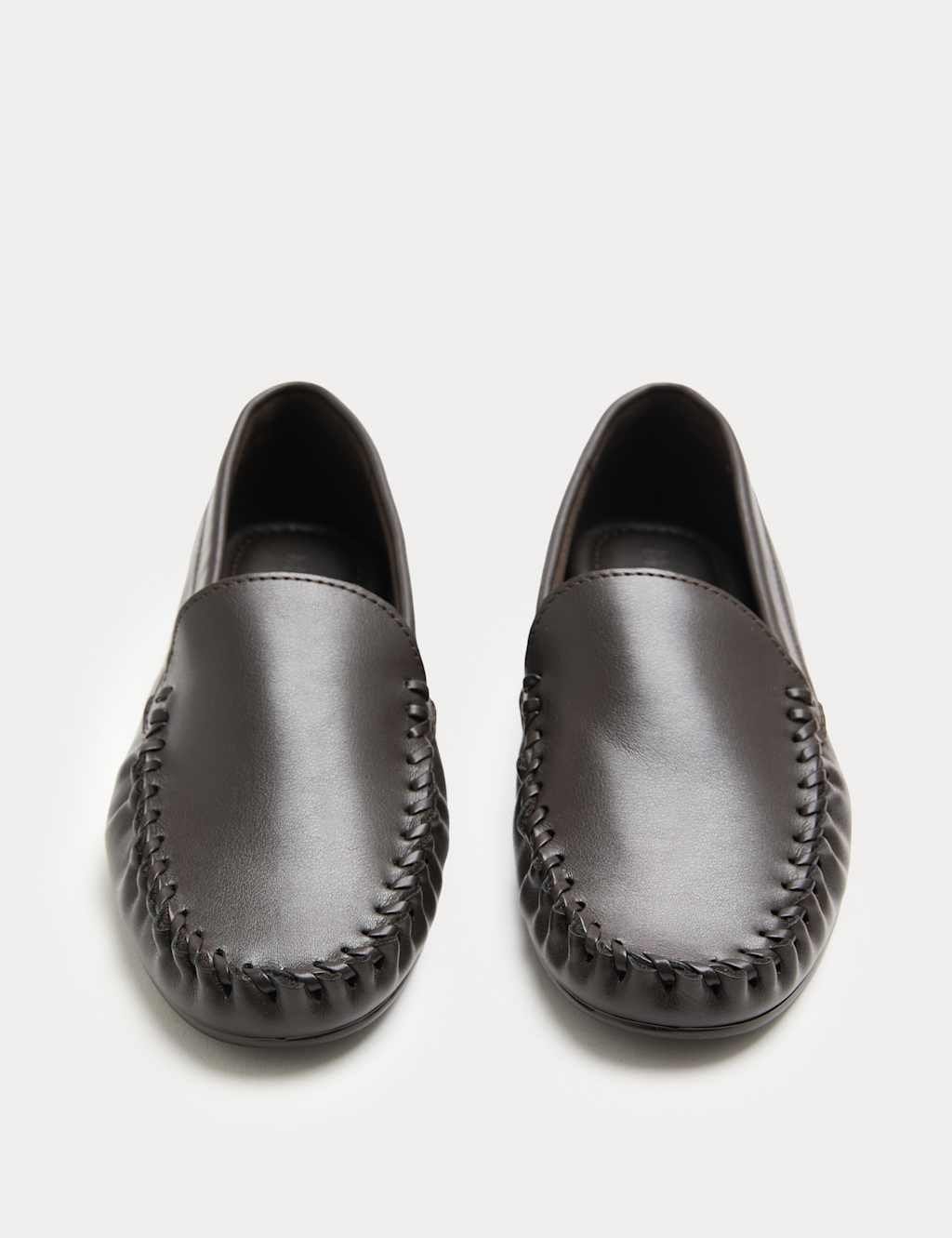 Marks & Spencer M&S Whip Stitch Detail Slip On Loafers Brown - 1