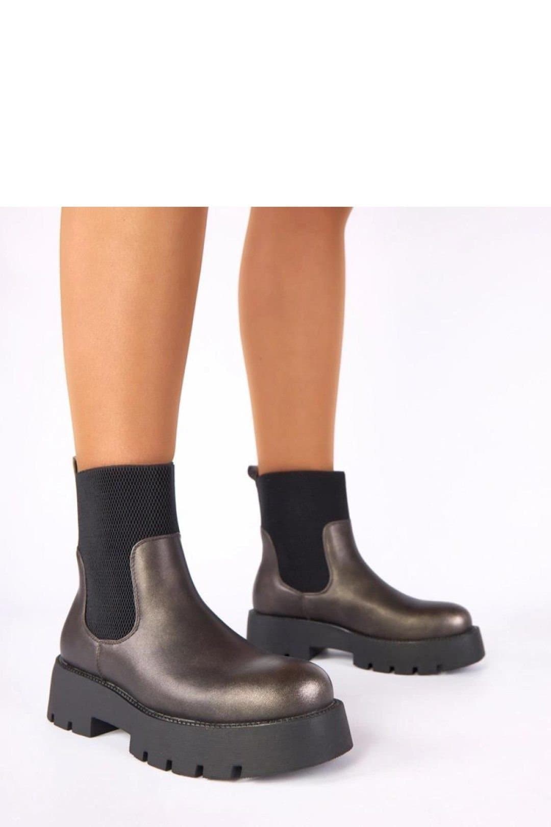 Love Lace Love Lace Grey Metallic Platform Ankle Boots