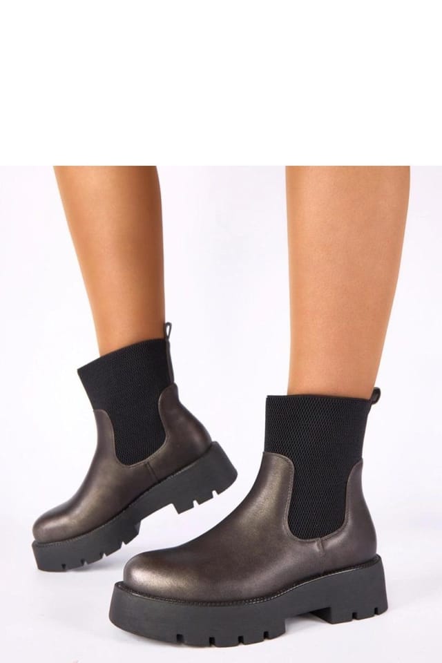Love Lace Love Lace Women's Metallic Platform Ankle Boots with Flexible Upper Comfort in Grey - 2