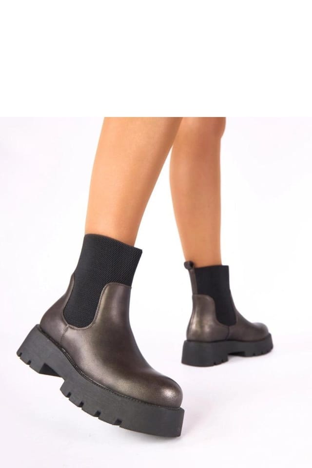 Love Lace Love Lace Women's Metallic Platform Ankle Boots with Flexible Upper Comfort in Grey - 3