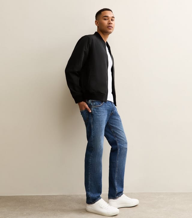 New Look Men's Black Tech Fabric Bomber Jacket New Look - 3