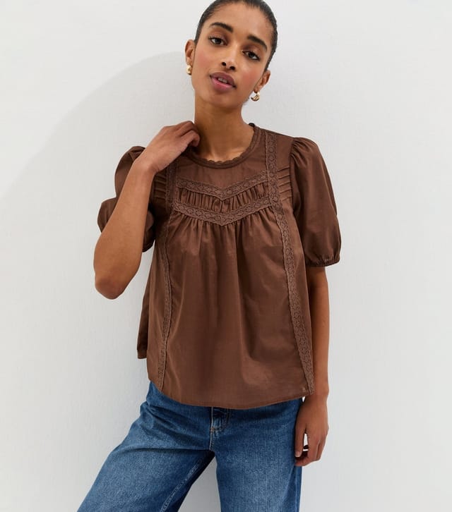 New Look Women's Dark Brown Trimmed Blouse New Look - 2