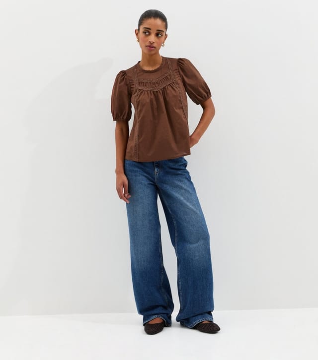 New Look Women's Dark Brown Trimmed Blouse New Look - 3