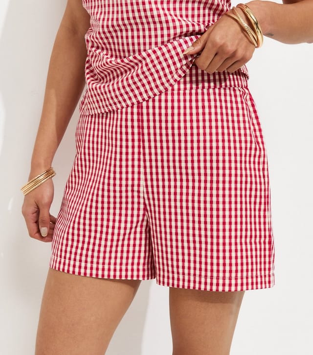 New Look Women's Red Gingham Print Shorts New Look - 3