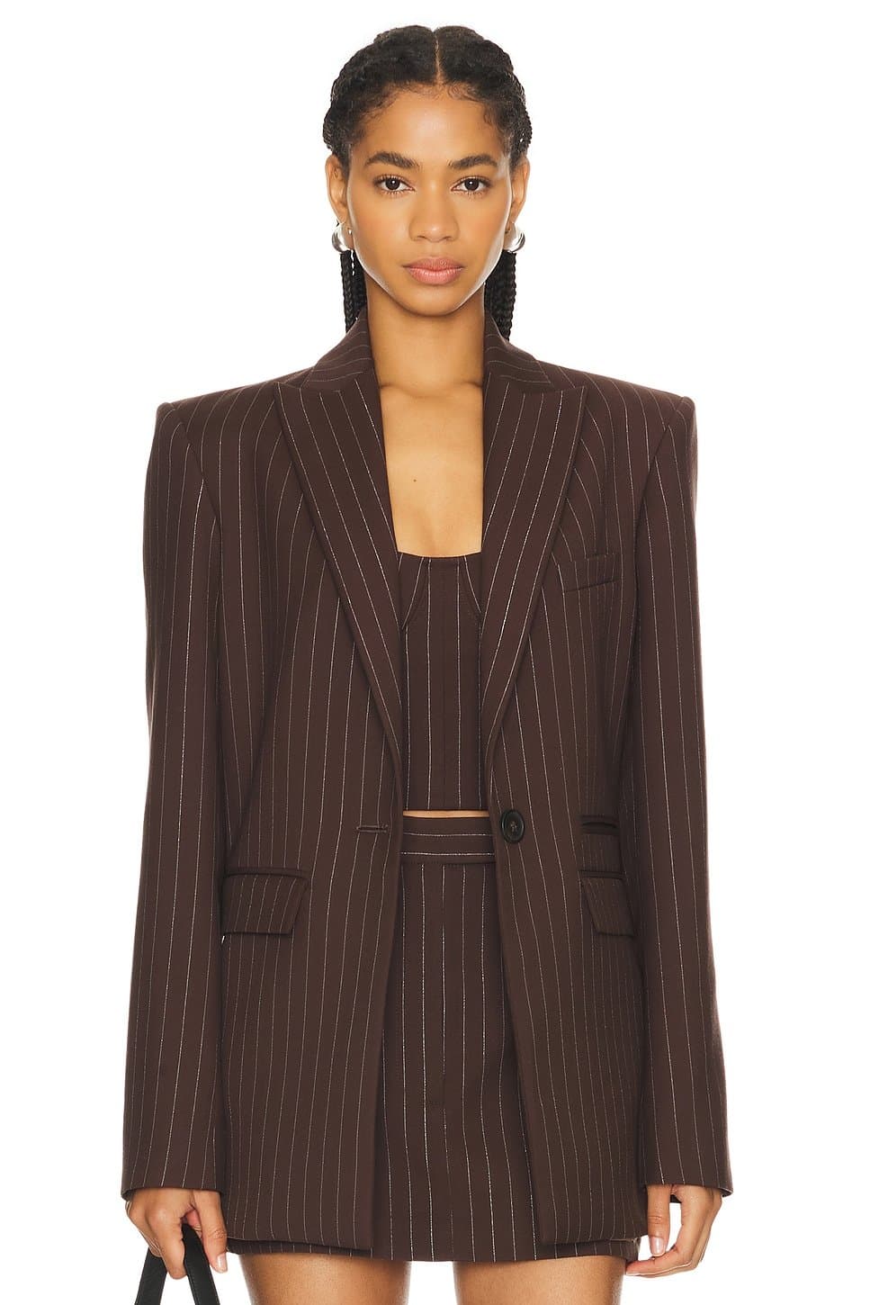 revolve Lurex Pinstripe Single Breasted Oversize Blazer