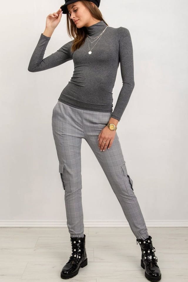 Love Lace Love Lace Women's Long Sleeve Turtleneck Basic Top Style 169851 in Grey - 2