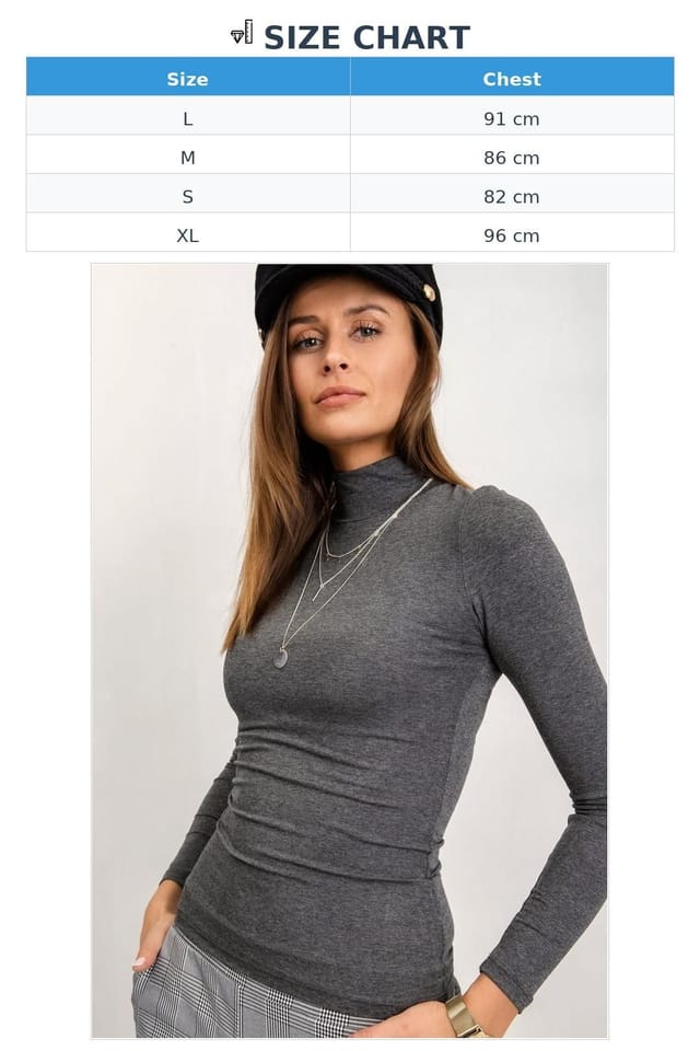 Love Lace Love Lace Women's Long Sleeve Turtleneck Basic Top Style 169851 in Grey - 3