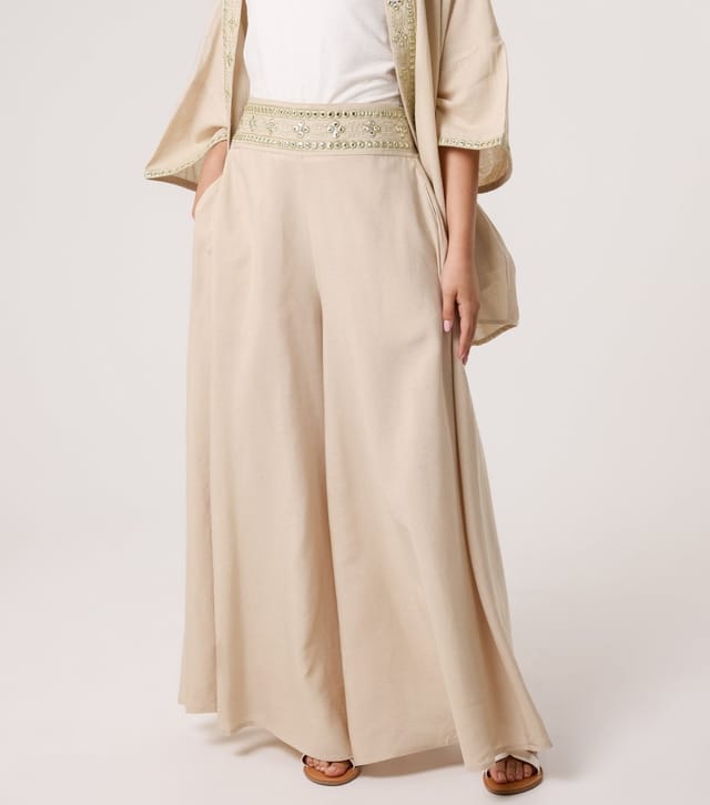 Blue Vanilla Women's Stone Embellished Waist Wide Leg Trousers Blue Vanilla New Look - 2