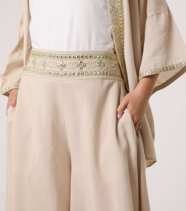 Blue Vanilla Women's Stone Embellished Waist Wide Leg Trousers Blue Vanilla New Look - 3