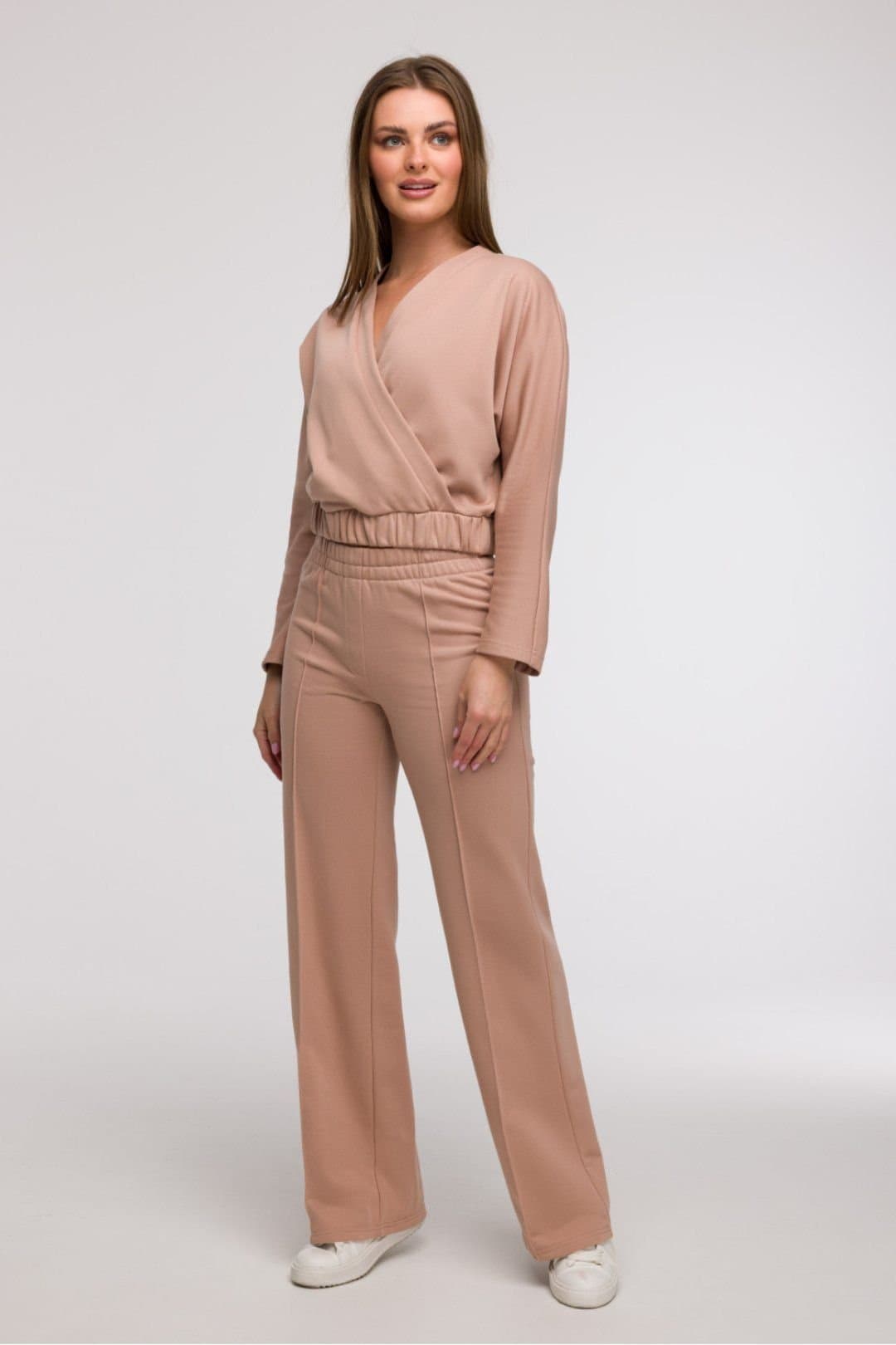 Love Lace Love Lace Women's Wide Leg Sweatpants Track Trousers in Nude
