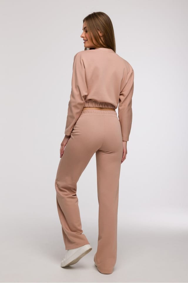 Love Lace Love Lace Women's Wide Leg Sweatpants Track Trousers in Nude - 2