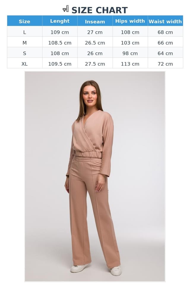 Love Lace Love Lace Women's Wide Leg Sweatpants Track Trousers in Nude - 3