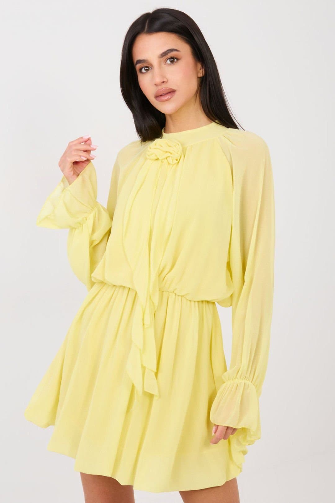 Love Lace Love Lace Women's Flared Cocktail Dress with Rose Detail in Yellow