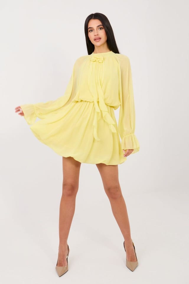 Love Lace Love Lace Women's Flared Cocktail Dress with Rose Detail in Yellow - 2