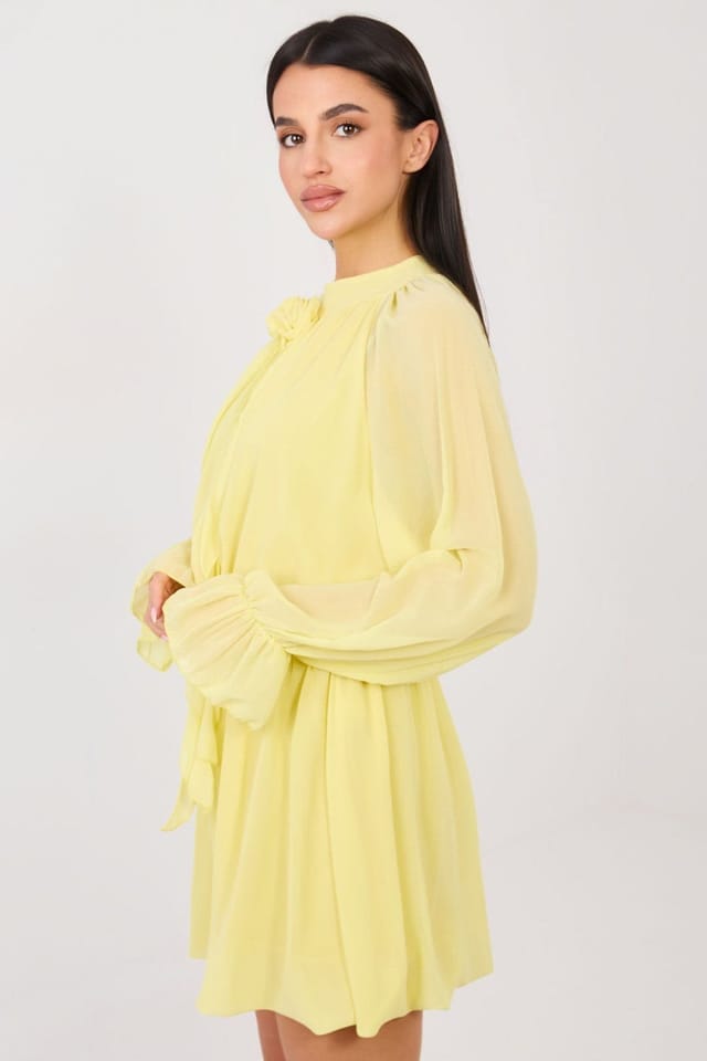 Love Lace Love Lace Women's Flared Cocktail Dress with Rose Detail in Yellow - 3