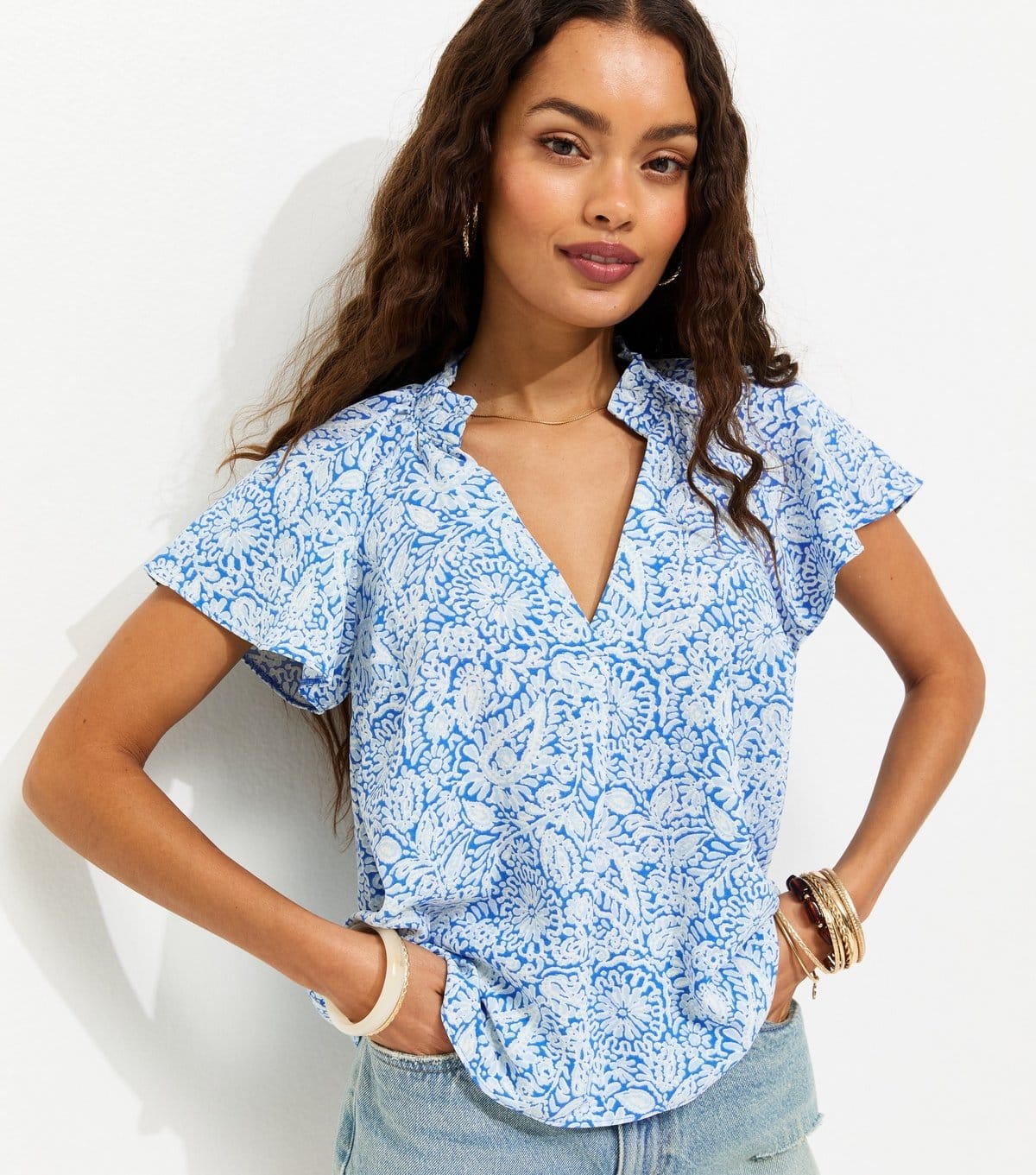New Look Light Blue Paisley Blouse