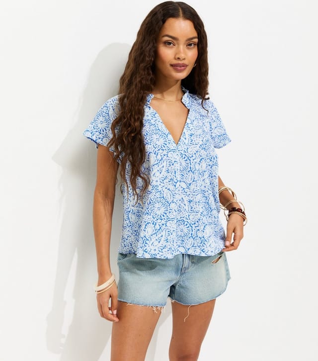 New Look Women's Petite Light Blue Paisley Pattern Flutter Sleeve Blouse New Look - 2